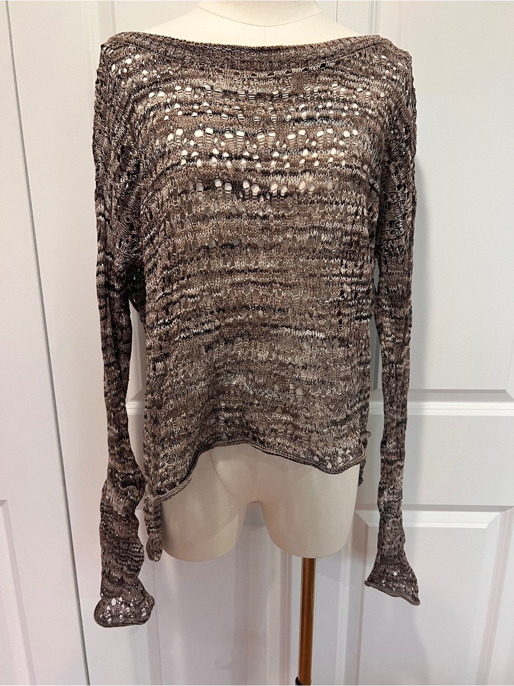 KensieLightweight Open Knit Brown Sweater